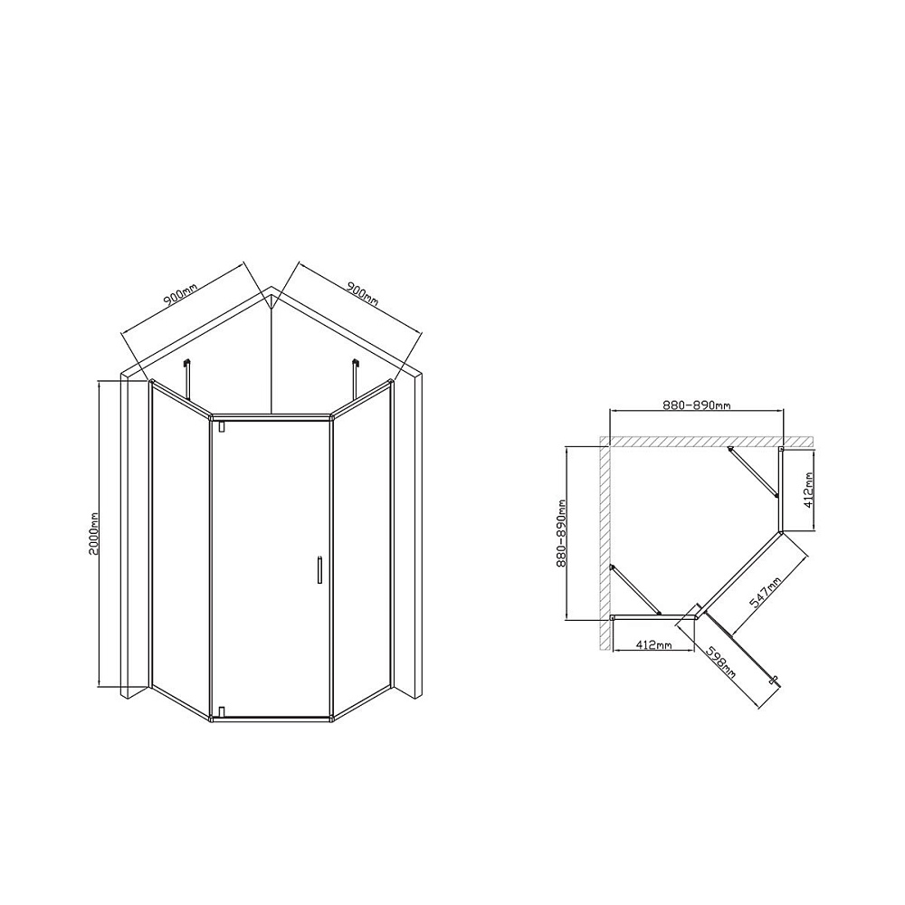 Душевой уголок Vincea Slim-U VSP-2SU900CLB 90x90 купить в интернет-магазине Sanbest