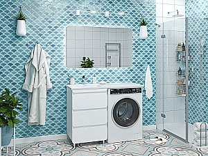 Тумба с раковиной Misty Чегет - 55 П-Чег-01055-01Н3Я (Раковина Гавана 120) белая для ванной в интернет-магазине Sanbest