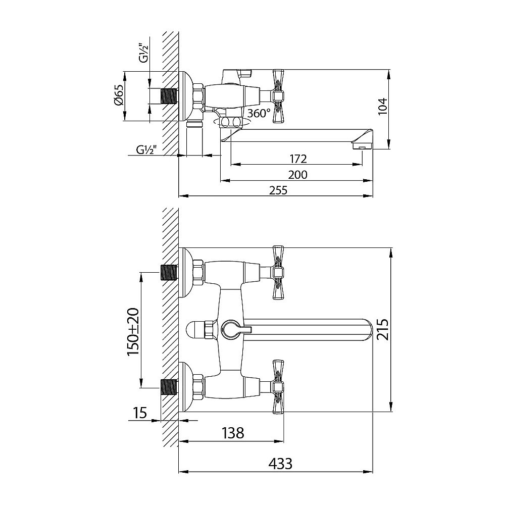 Смеситель для ванны Lemark Benefit LM2513C хром купить в интернет-магазине сантехники Sanbest