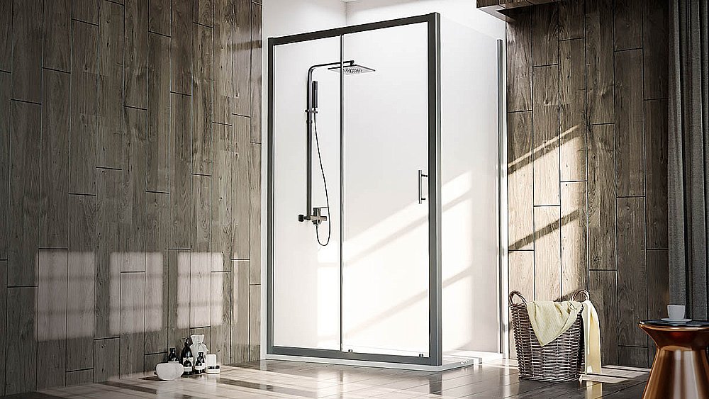 Душевой уголок Veconi Rovigo RV072B-15070-01-C4 150х70 стекло прозрачное/профиль черный матовый купить в интернет-магазине Sanbest