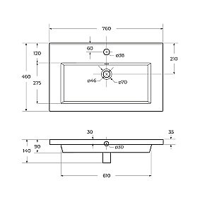 Раковина Cezares CZR-8070-75 белая купить в интернет-магазине Sanbest