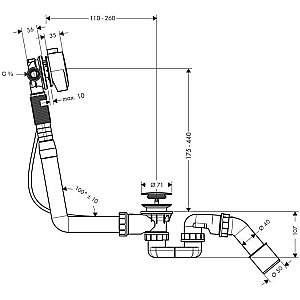 Слив-перелив для ванны Hansgrohe Exafill S 58113000 купить в интернет-магазине сантехники Sanbest