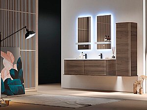 Тумба с раковиной Cezares IDRA 144 55814+50265 Noce для ванной в интернет-магазине Sanbest