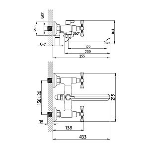 Смеситель для ванны Lemark Benefit LM2513C хром купить в интернет-магазине сантехники Sanbest