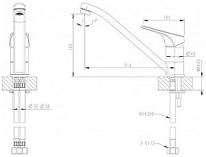 Смеситель для кухни Bravat DROP-D F748162C-1 купить в интернет-магазине сантехники Sanbest
