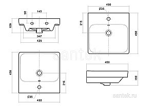 Раковина мебельная Santek Адриана 45 1.WH50.1.630 белая купить в интернет-магазине Sanbest