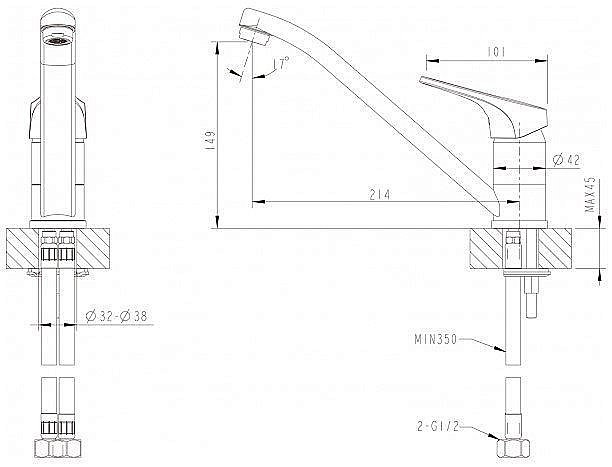 Смеситель для кухни Bravat DROP-D F748162C-1 купить в интернет-магазине сантехники Sanbest