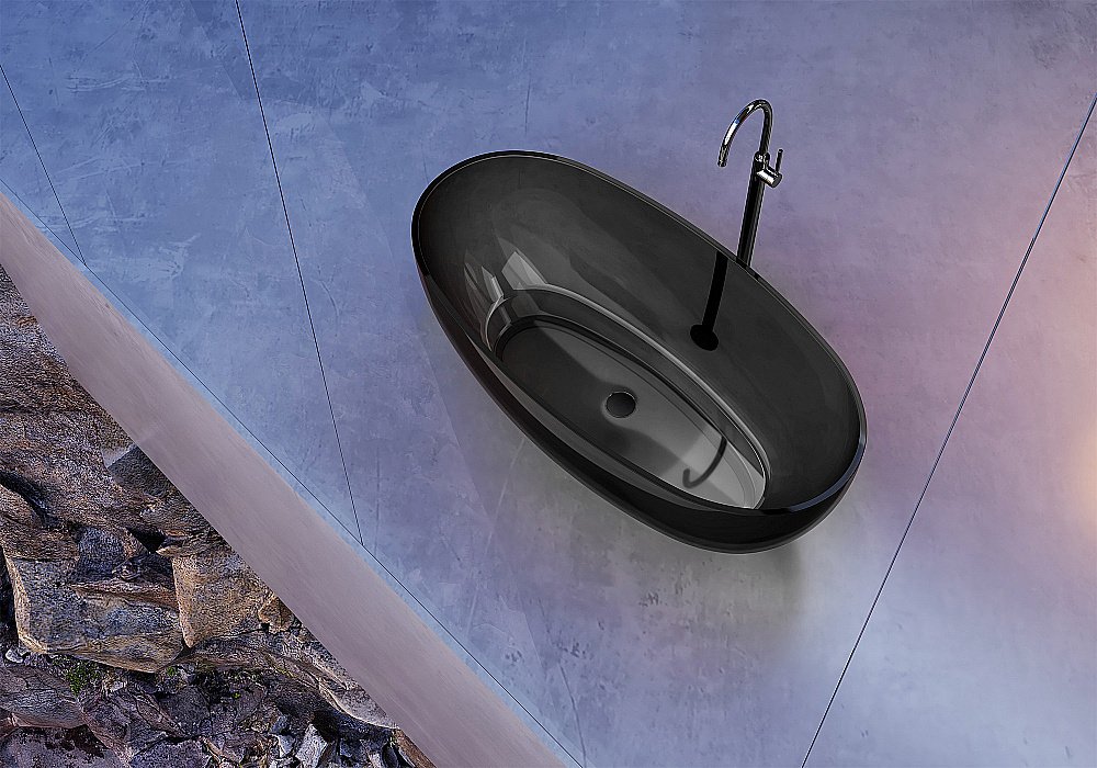 Ванна ABBER Kristall AT9703Onyx 170x75 черная прозрачная купить в интернет-магазине Sanbest