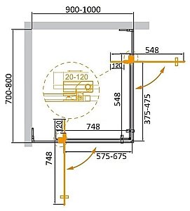 Душевой уголок Cezares Slider 90х70 SLIDER-AH-2-70/80-90/100-C-Cr стекло прозрачное/профиль хром купить в интернет-магазине Sanbest