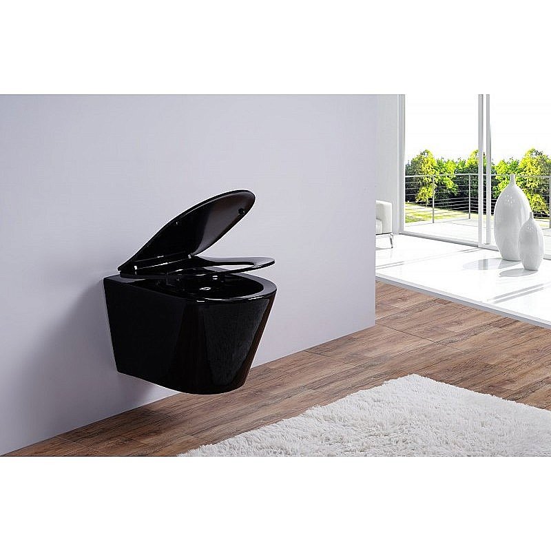 Унитаз подвесной Esbano CLAVEL ESUPCLAVB безободковый, с крышкой микролифт, черный купить в интернет-магазине Sanbest