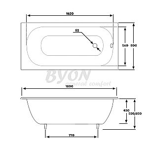 Ванна чугунная Byon B13 Maxi Ц0000139 180x80 купить в интернет-магазине Sanbest