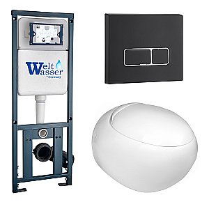 Унитаз с инсталляцией WeltWasser MARBERG 410 + JECKENBACH 004 GL-WT + MAR 410 SE MT-BL купить в интернет-магазине Sanbest
