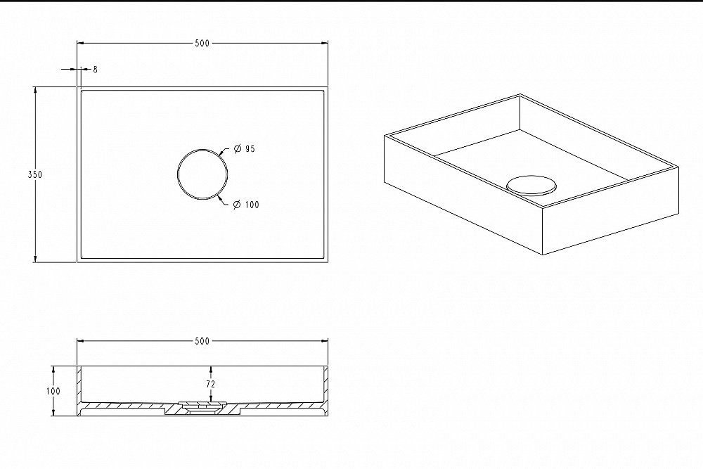 Раковина накладная ABBER Stein AS2621 белая матовая купить в интернет-магазине Sanbest