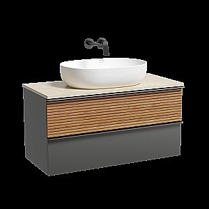 Тумба с раковиной Sancos DELTA 100 со столешницей, дуб красный/графит для ванной в интернет-магазине Sanbest