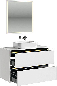 Тумба с раковиной Allen Brau Activity 90 1.34005.WM белая матовая/черный брашированный для ванной в интернет-магазине Sanbest