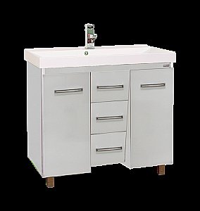 Тумба с раковиной 3 ящ. напольная Misty Джулия Qvatro 105 белая для ванной в интернет-магазине Sanbest