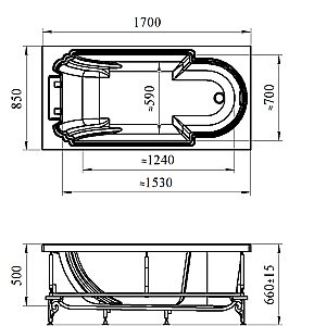 Ванна акриловая FRA GRANDE АНАБЕЛЬ 4-01-3-0-1-420 170х85 белая купить в интернет-магазине Sanbest