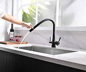 Смеситель для кухни Lemark Comfort LM3075BL085 черный купить в интернет-магазине сантехники Sanbest