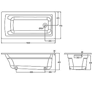 Ванна чугунная Jacob Delafon Archer E6D906-0 150x75 белая купить в интернет-магазине Sanbest