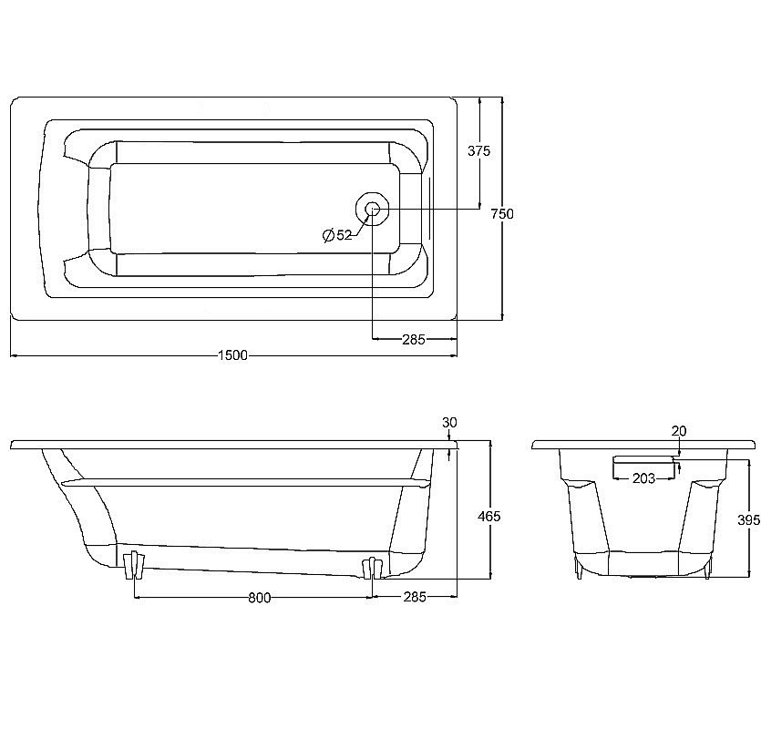 Ванна чугунная Jacob Delafon Archer E6D906-0 150x75 белая купить в интернет-магазине Sanbest