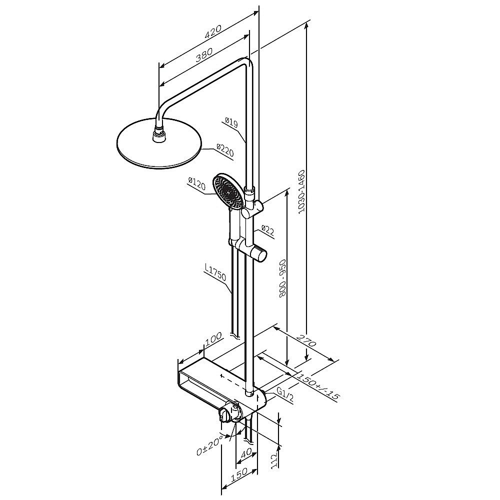 Душевая система AM.PM X-Joy F0785A700 хром купить в интернет-магазине сантехники Sanbest
