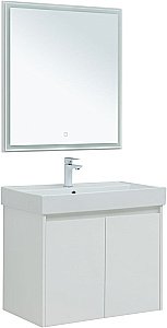 Тумба с раковиной Aquanet Nova Lite 75 с зеркалом, 2 дверцы белый глянец для ванной в интернет-магазине Sanbest
