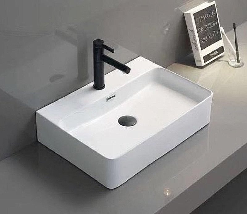 Раковина накладная Ceramalux N 60,5 D1338 белая купить в интернет-магазине Sanbest