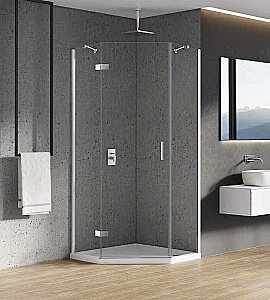 Душевой уголок NEW TRENDY NEW AZURA K-0337/K-0338 90x90 стекло прозрачное/профиль хром купить в интернет-магазине Sanbest