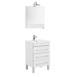 Тумба с раковиной Aquanet Верона 58/Aquanet Нота-58 напольная 3 ящика белая глянцевая для ванной в интернет-магазине Sanbest