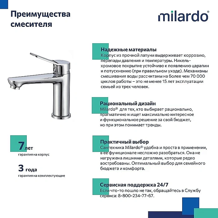 Смеситель для раковины Milardo Enjoy ENJSB00M01 купить в интернет-магазине сантехники Sanbest