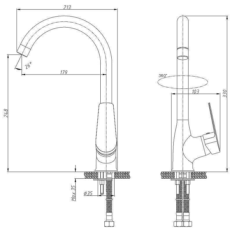 Смеситель для кухни Rossinka S35-23 купить в интернет-магазине сантехники Sanbest