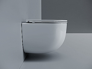 Унитаз подвесной Ceramica Nova Voga CN4012T белый, безободковый, с крышкой микролифт, слив торнадо купить в интернет-магазине Sanbest