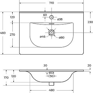 Раковина мебельная BelBagno BB-8099-70 белая купить в интернет-магазине Sanbest