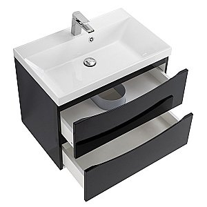 Тумба с раковиной Belbagno MARINO 60 подвесная Nero Lucido для ванной в интернет-магазине Sanbest