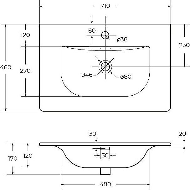 Раковина мебельная BelBagno BB-8099-70 белая купить в интернет-магазине Sanbest