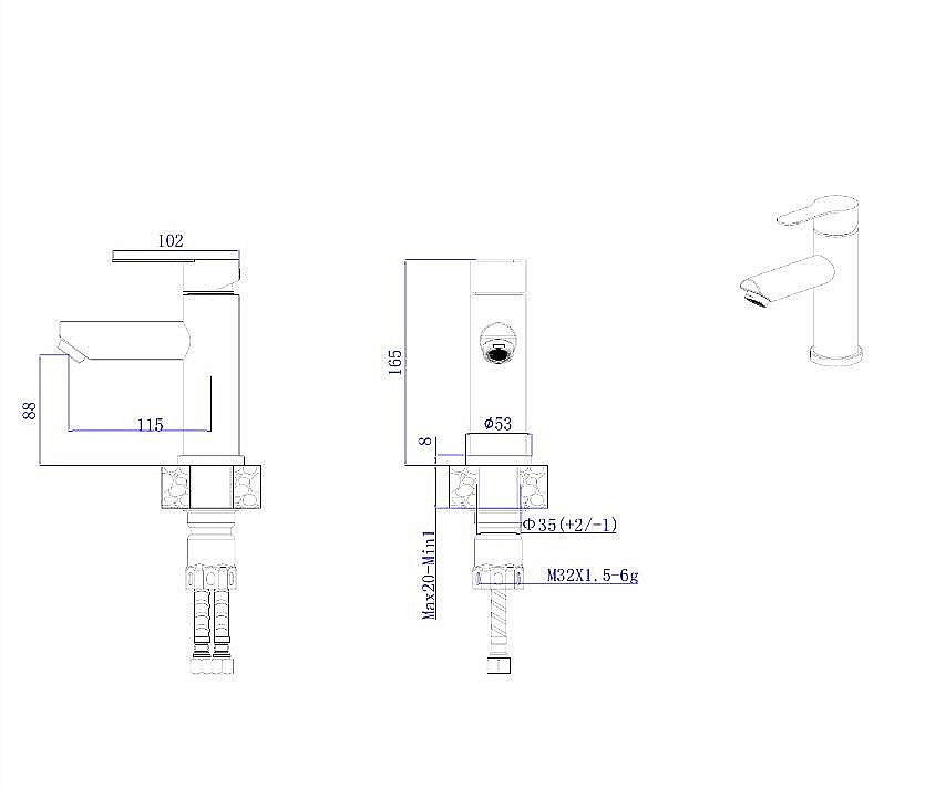 Смеситель для раковины Rush Santiago SUS1116-11 сатин купить в интернет-магазине сантехники Sanbest