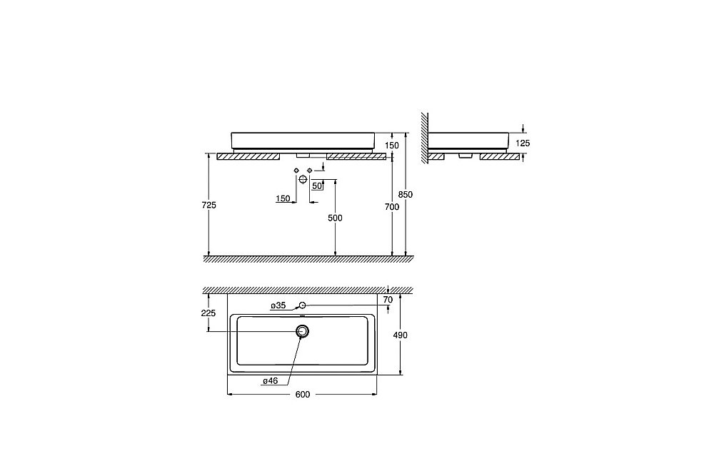 Раковина накладная Grohe Cube Ceramic 60 3947700H белая купить в интернет-магазине Sanbest