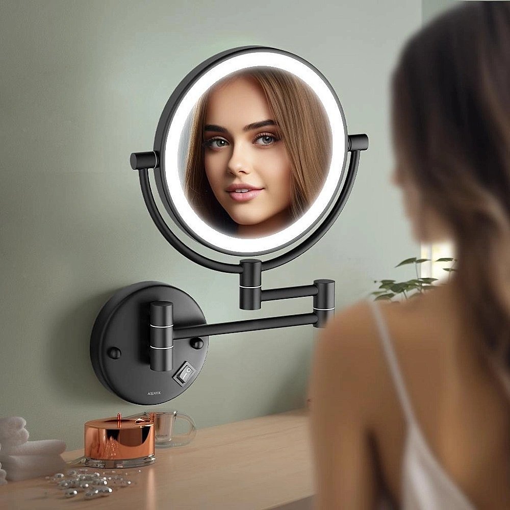 Зеркало косметические с подсветкой Aquatek AQ4912MB черное матовое купить в интернет-магазине сантехники Sanbest