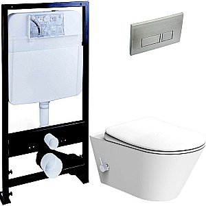 Унитаз Boheme Avva 972-2-MW, безободковый, с инсталяцией, с функцией биде, белый матовый, кнопка 664 никель купить в интернет-магазине Sanbest