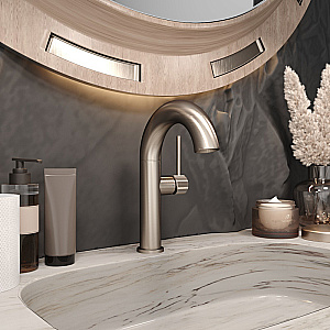 Смеситель для раковины Elghansa RADIANT XQ 1647181-Gun оружейная сталь матовая купить в интернет-магазине сантехники Sanbest