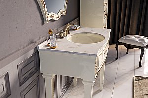 Тумба с раковиной напольная Misty Tiffany 100 белая сусальное золото для ванной в интернет-магазине Sanbest