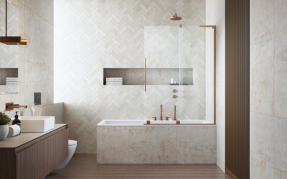 Шторка для ванны Radaway Furo SL Brushed Copper PND II 120 стекло прозрачное/профиль брашированная медь купить в интернет-магазине Sanbest