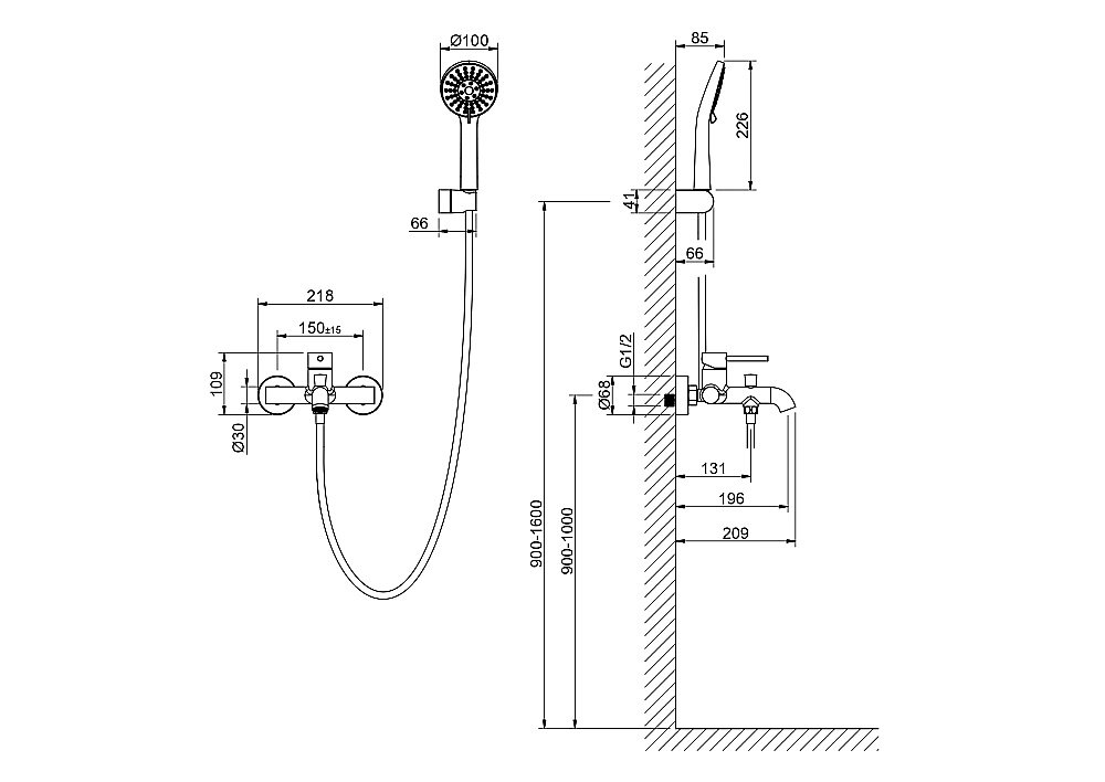 Смеситель для ванны Aquatek Европа AQ1349MB черный матовый купить в интернет-магазине сантехники Sanbest