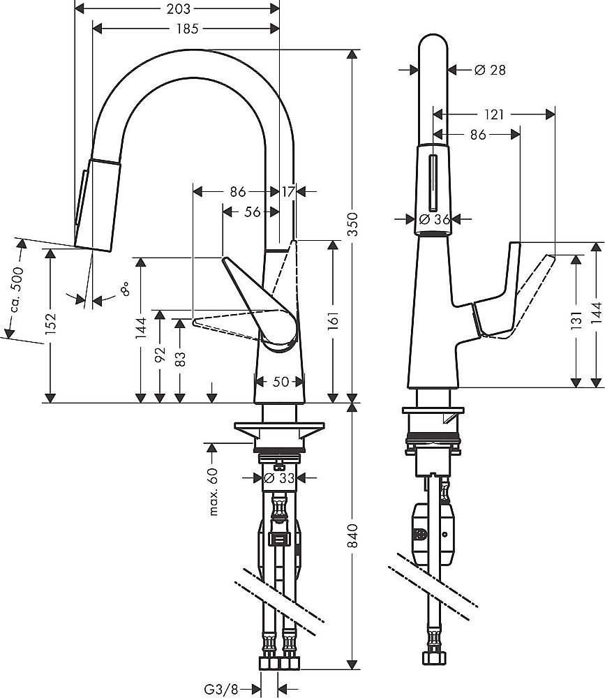 Смеситель для кухни Hansgrohe Talis M51 160 72815800 купить в интернет-магазине сантехники Sanbest