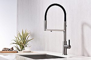 Смеситель для кухни Paulmark Tornado To213402-GM вороненая сталь купить в интернет-магазине сантехники Sanbest