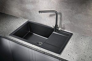 Мойка кухонная Milacio Navarra 78 Cuarzo MC.77051 черная матовая купить в интернет-магазине сантехники Sanbest