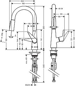Смеситель для кухни Hansgrohe Talis M51 160 72815800 купить в интернет-магазине сантехники Sanbest