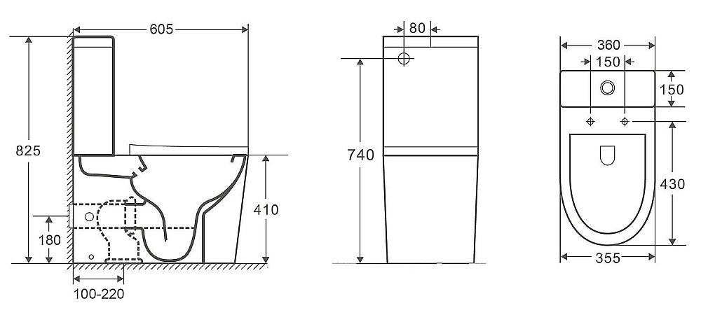 Унитаз напольный CeramaLux 2179-1MB черный матовый, безободковый, с бачком, с крышкой микролифт купить в интернет-магазине Sanbest