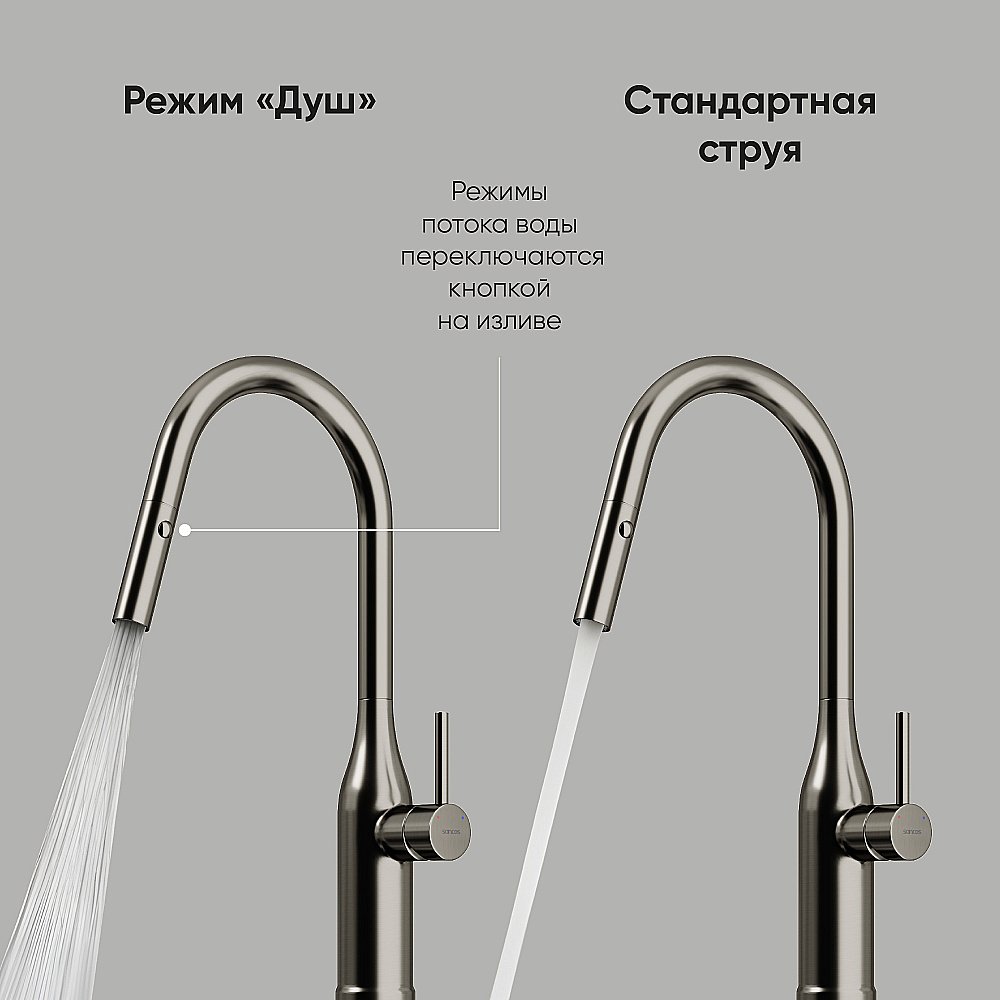 Смеситель для кухни Sancos Grand SC4002GG вороненая сталь купить в интернет-магазине сантехники Sanbest