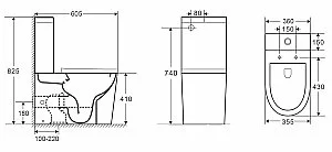 Унитаз напольный CeramaLux 2179-1MB черный матовый, безободковый, с бачком, с крышкой микролифт купить в интернет-магазине Sanbest
